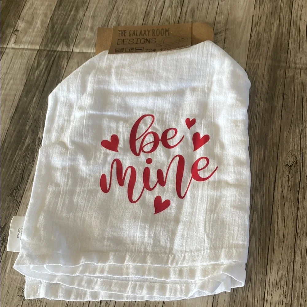 🩶 White Kitchen Towel with Red 'Be Mine' Design
